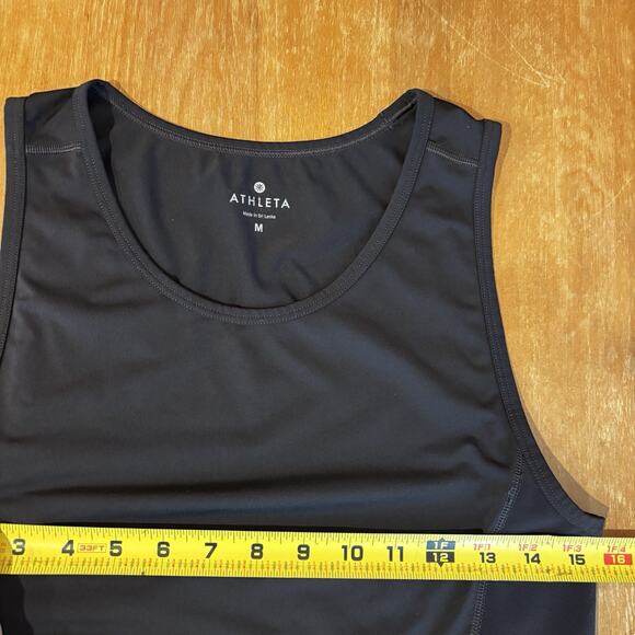 Athleta Sculpttek Tank Top Women’s M Black Mesh Ruched Sleeveless Activewear - Picture 13 of 14